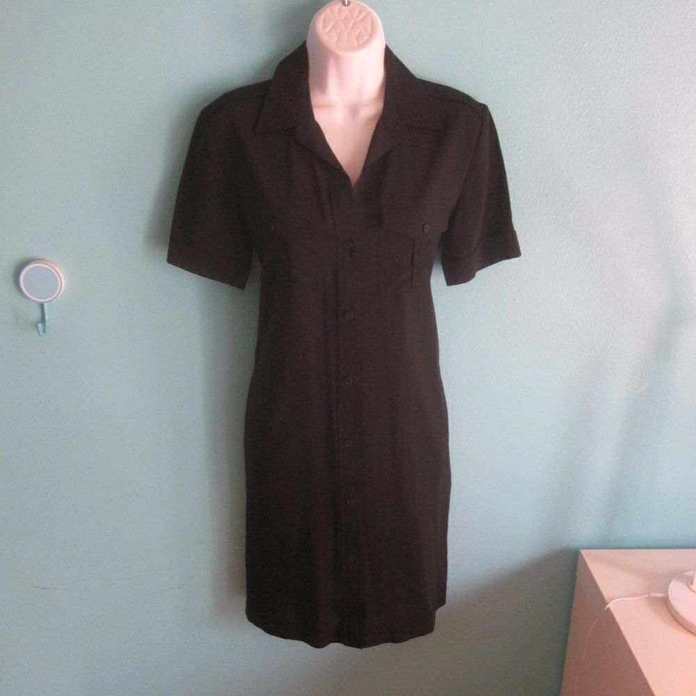 Theory Womens Size 2 Black Dress "Stenna" Wool Blend Work Office Shirt Dress